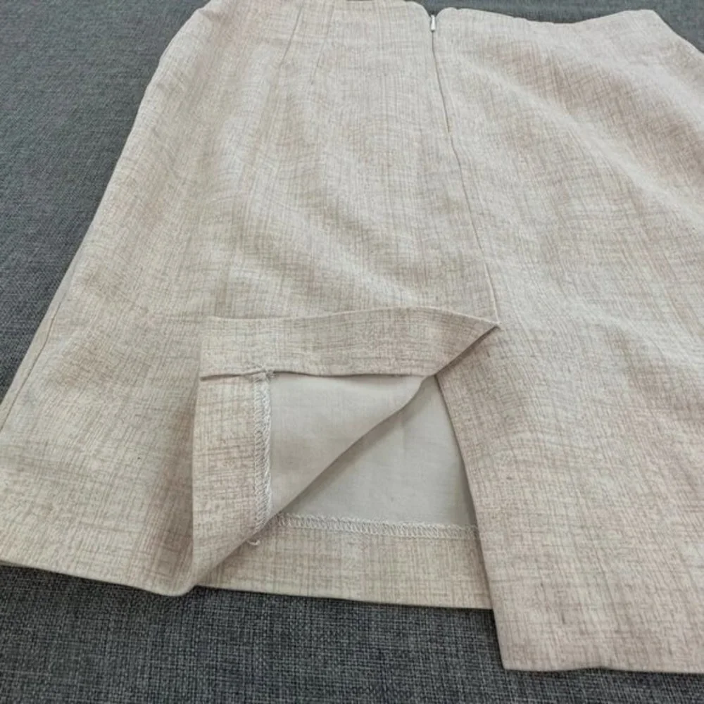 Katherine Barclay‎ Montreal Straight Skirt Cream Color Size 8 Cotton